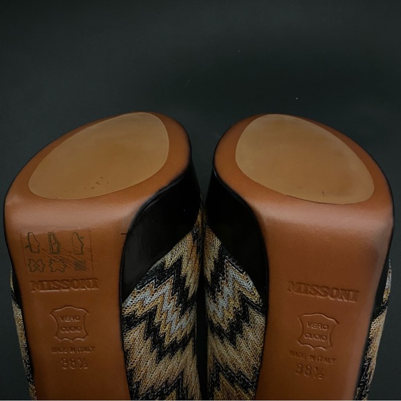 NIB MISSONI Brown Zigzag Knit Platformed High Heels Made in Italy 38.5 MSRP $695 - Picture 9 of 16